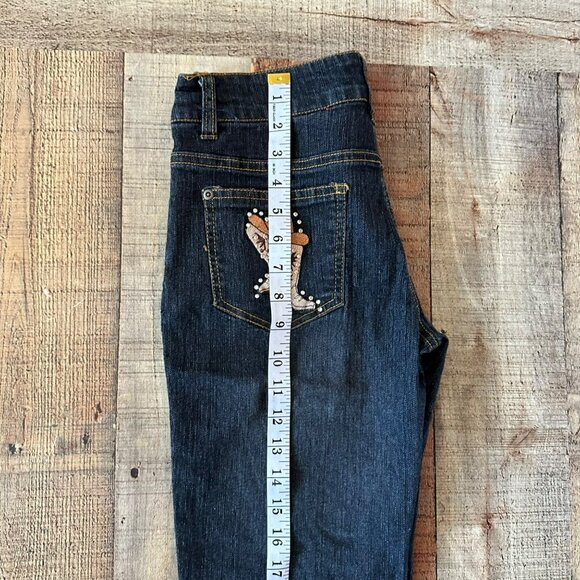 Y2K Hip Jeans USA denim boot cut with cowgirl boots hat on pocket juniors 5 - Picture 3 of 9